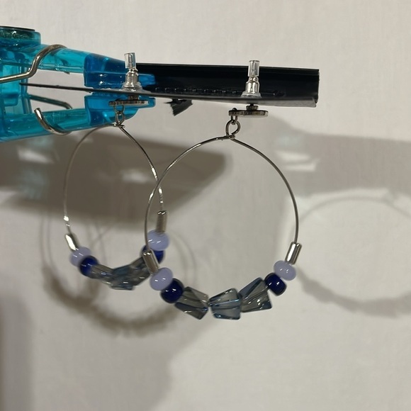 NWT Bundle of 3, Ophelia Roe, Silver-Gold-Blue Hoops, - Picture 7 of 11